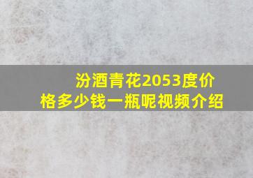 汾酒青花2053度价格多少钱一瓶呢视频介绍