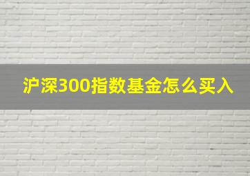 沪深300指数基金怎么买入