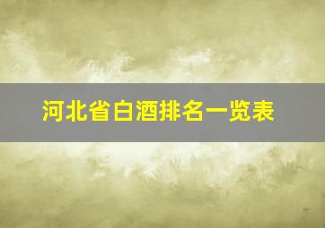 河北省白酒排名一览表