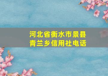 河北省衡水市景县青兰乡信用社电话