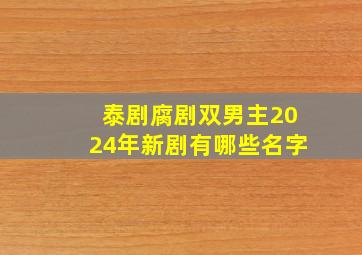 泰剧腐剧双男主2024年新剧有哪些名字