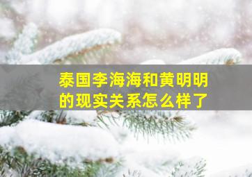 泰国李海海和黄明明的现实关系怎么样了