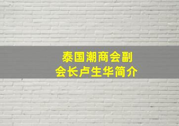 泰国潮商会副会长卢生华简介