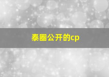 泰圈公开的cp