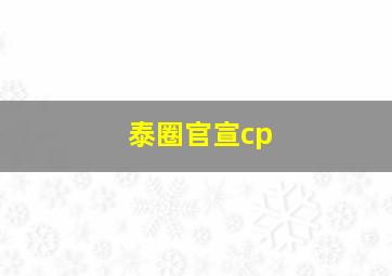 泰圈官宣cp