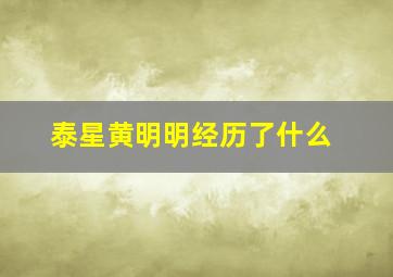 泰星黄明明经历了什么