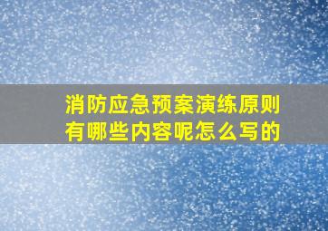 消防应急预案演练原则有哪些内容呢怎么写的