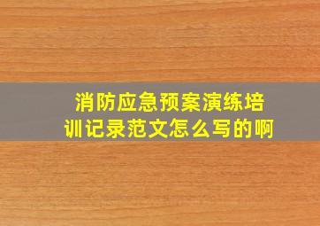 消防应急预案演练培训记录范文怎么写的啊