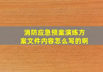 消防应急预案演练方案文件内容怎么写的啊