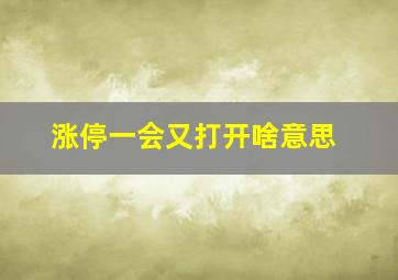 涨停一会又打开啥意思