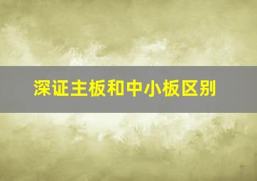 深证主板和中小板区别