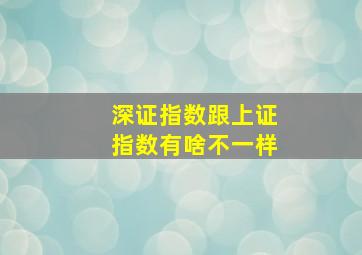 深证指数跟上证指数有啥不一样