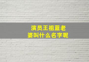 演员王祖蓝老婆叫什么名字呢