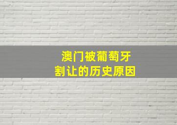 澳门被葡萄牙割让的历史原因