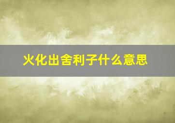 火化出舍利子什么意思