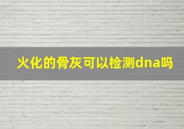 火化的骨灰可以检测dna吗