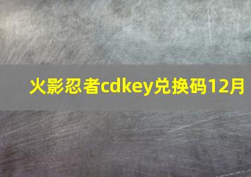 火影忍者cdkey兑换码12月