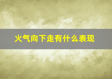 火气向下走有什么表现