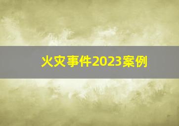 火灾事件2023案例