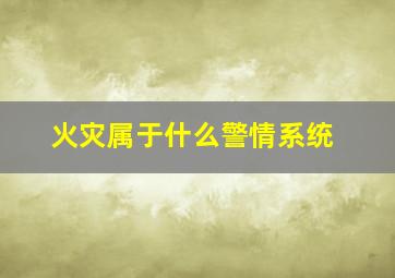 火灾属于什么警情系统