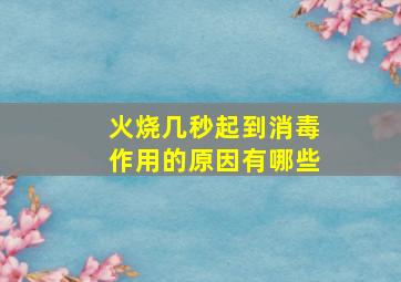 火烧几秒起到消毒作用的原因有哪些