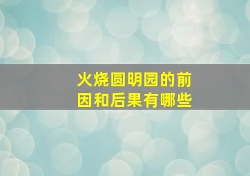 火烧圆明园的前因和后果有哪些