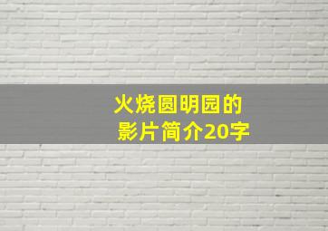 火烧圆明园的影片简介20字