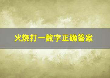 火烧打一数字正确答案