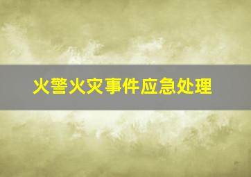 火警火灾事件应急处理