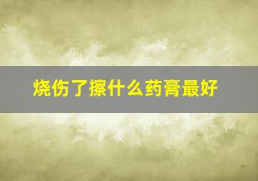 烧伤了擦什么药膏最好