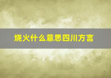 烧火什么意思四川方言