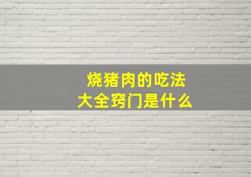 烧猪肉的吃法大全窍门是什么