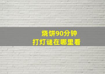 烧饼90分钟打灯谜在哪里看