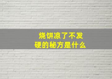 烧饼凉了不发硬的秘方是什么