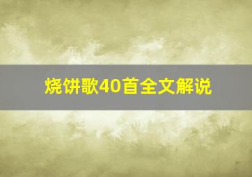 烧饼歌40首全文解说