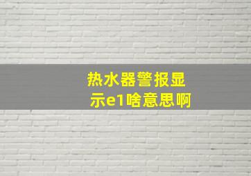 热水器警报显示e1啥意思啊