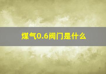 煤气0.6阀门是什么