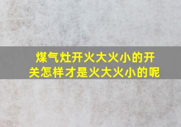 煤气灶开火大火小的开关怎样才是火大火小的呢