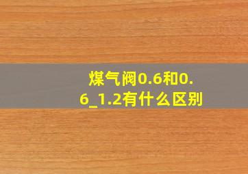 煤气阀0.6和0.6_1.2有什么区别