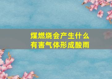 煤燃烧会产生什么有害气体形成酸雨