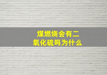 煤燃烧会有二氧化硫吗为什么