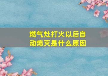 燃气灶打火以后自动熄灭是什么原因