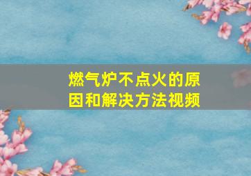 燃气炉不点火的原因和解决方法视频