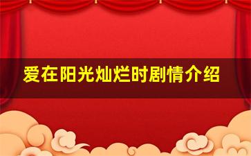 爱在阳光灿烂时剧情介绍