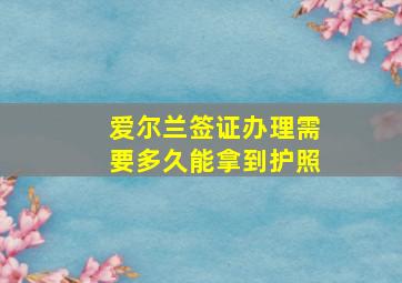 爱尔兰签证办理需要多久能拿到护照