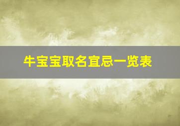 牛宝宝取名宜忌一览表