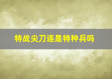 特战尖刀连是特种兵吗