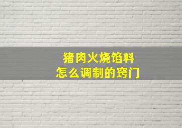 猪肉火烧馅料怎么调制的窍门