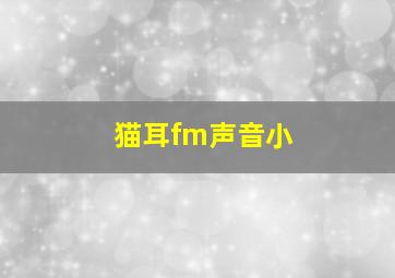 猫耳fm声音小