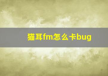 猫耳fm怎么卡bug